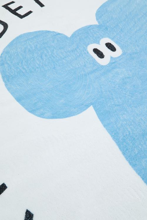 Alphabet circular rug - off white/elephant