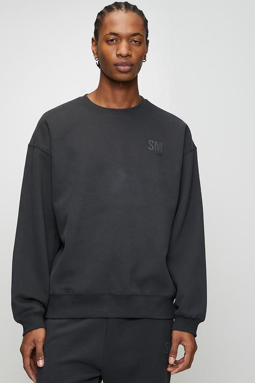 Mens Reign Relaxed Crew Neck Sweat - Charcoal Art