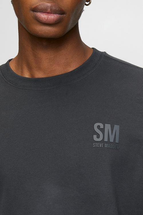 Mens Reign Relaxed Crew Neck Sweat - Charcoal Art