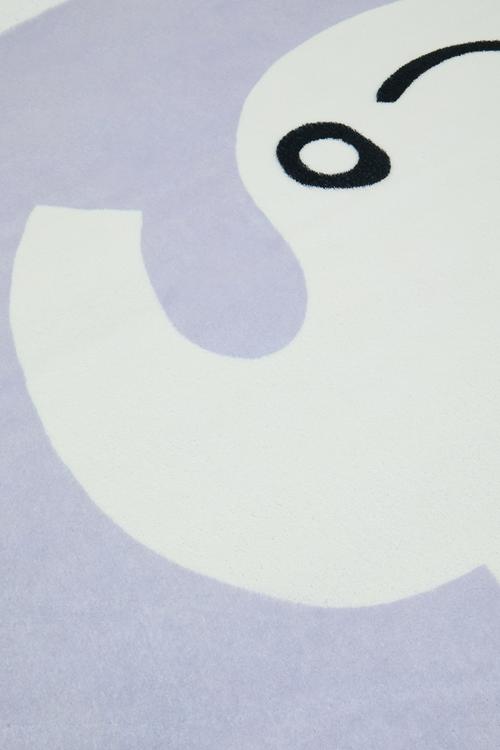 Elephant placement rug - soft lavender/white