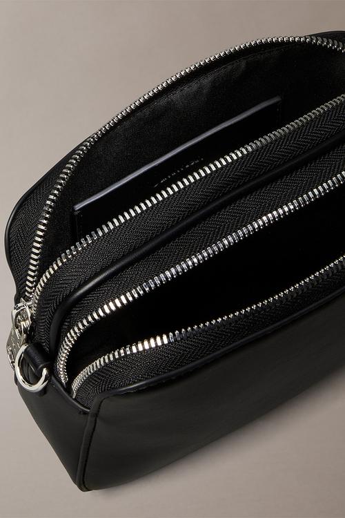 Webbing double strap camera bag - black / shiny nickel
