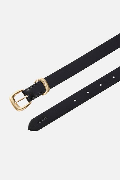 2 Piece logo buckle belt 25mm - black/ antique light gold