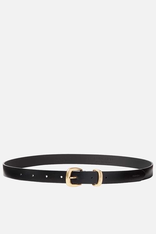 2 Piece logo buckle belt 25mm - black/ antique light gold