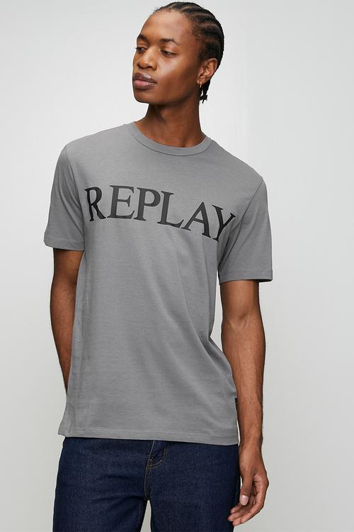Jersey T-shirt With Logo Print - Grey