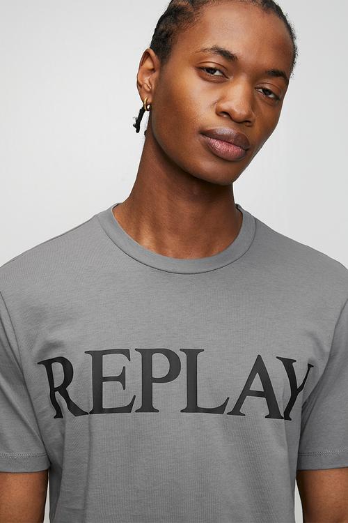 Jersey T-shirt With Logo Print - Grey