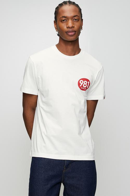 Racer Logo Cotton T-shirt - White