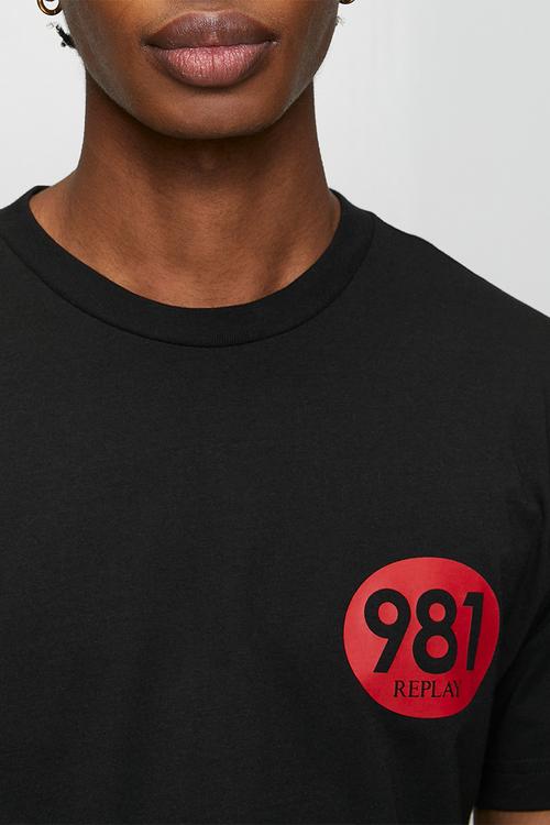 Racer Logo Cotton T-shirt - Black