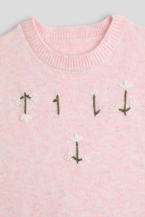 Hand-embroidered jumper vest - pink melange