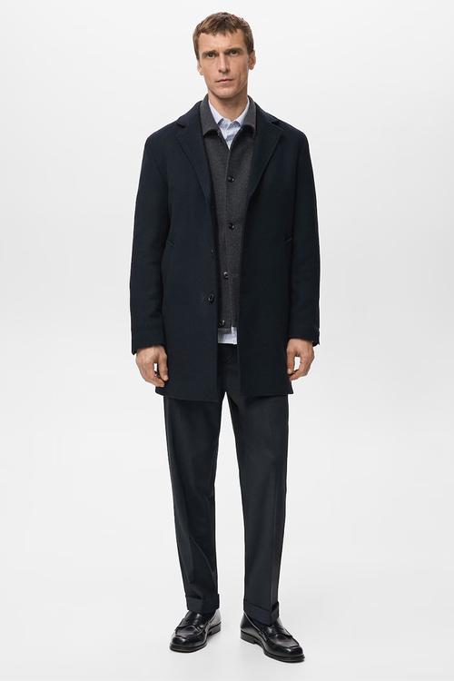 Hake Lightweight Recycled Wool Coat - Navy