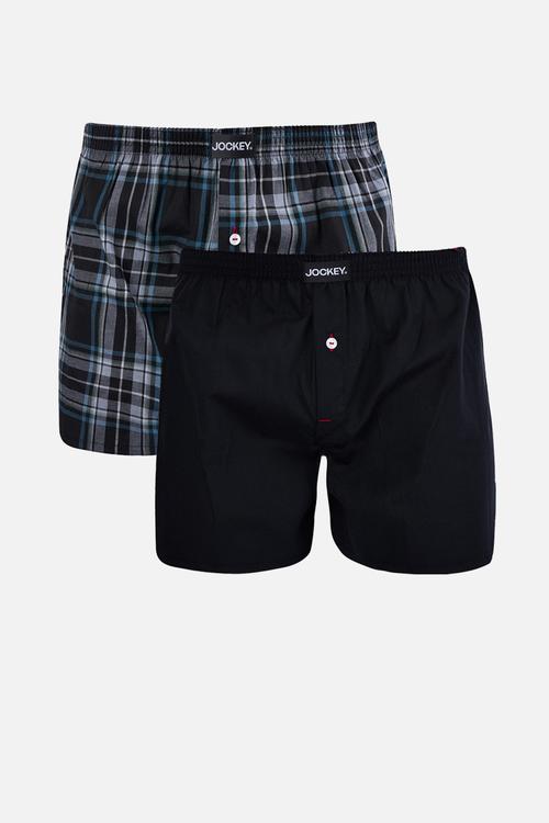 2Pk Woven Boxer - Black Multi