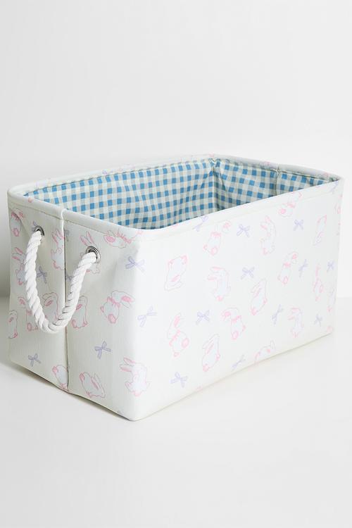 Bunny aop fabric storage box - seashell/green gingham