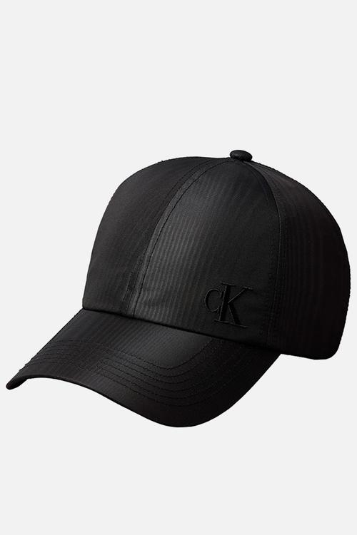 Monogram embroidery moire cap - black
