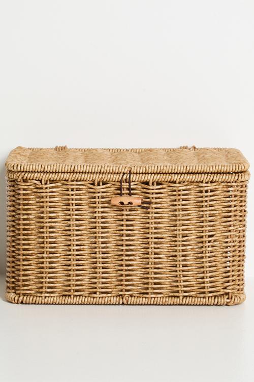 Small woven straw basket - neutral