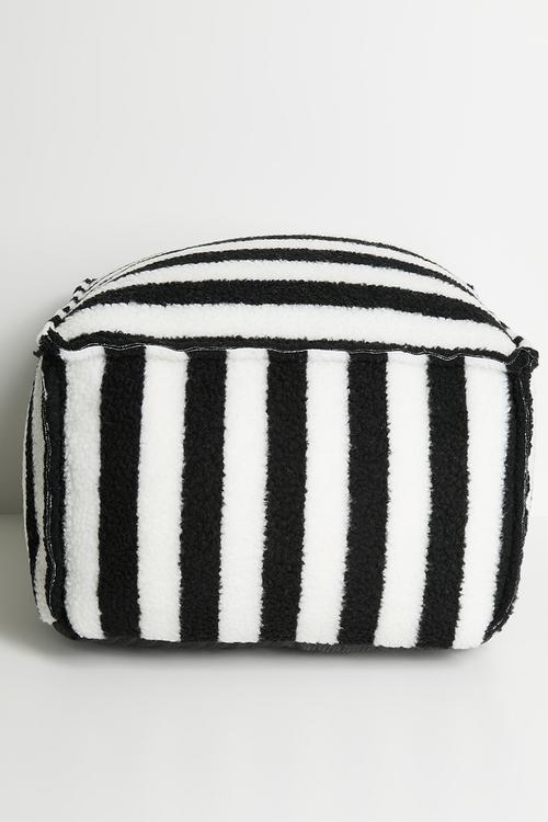 Striped pouf - black