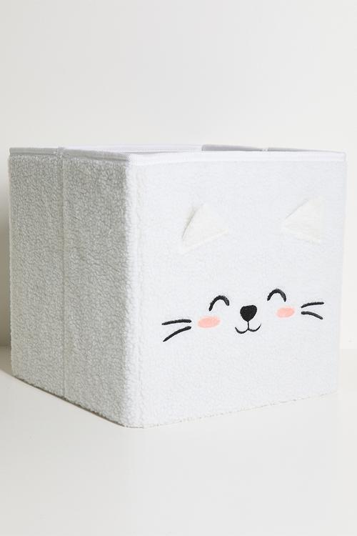 Cat face storage bin - off white