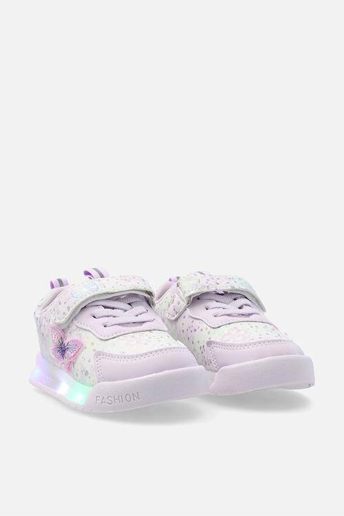 Light-up sneakers with adjustable fasteners - pale purple