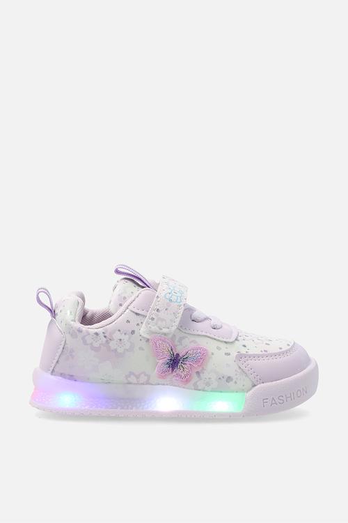 Light-up sneakers with adjustable fasteners - pale purple