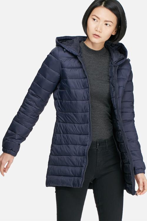 Mash quilted nylon long coat