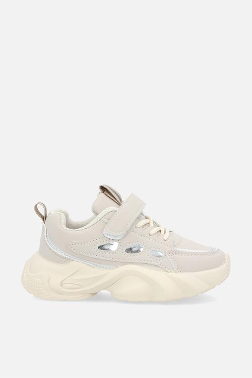 Sneakers with adjustable fasteners - light greige