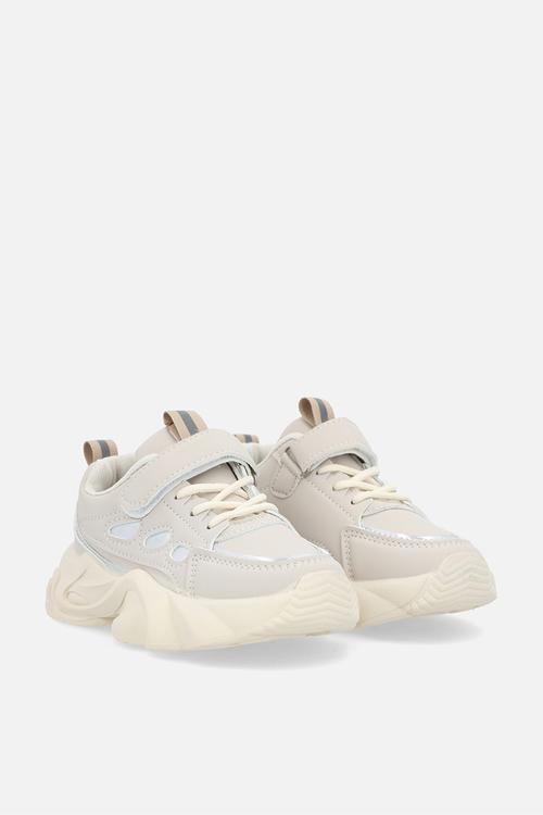 Sneakers with adjustable fasteners - light greige