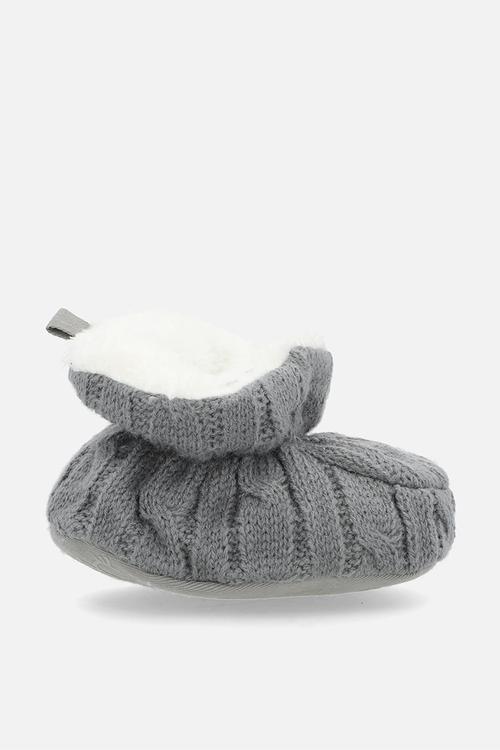 Knitted baby booties - dark grey