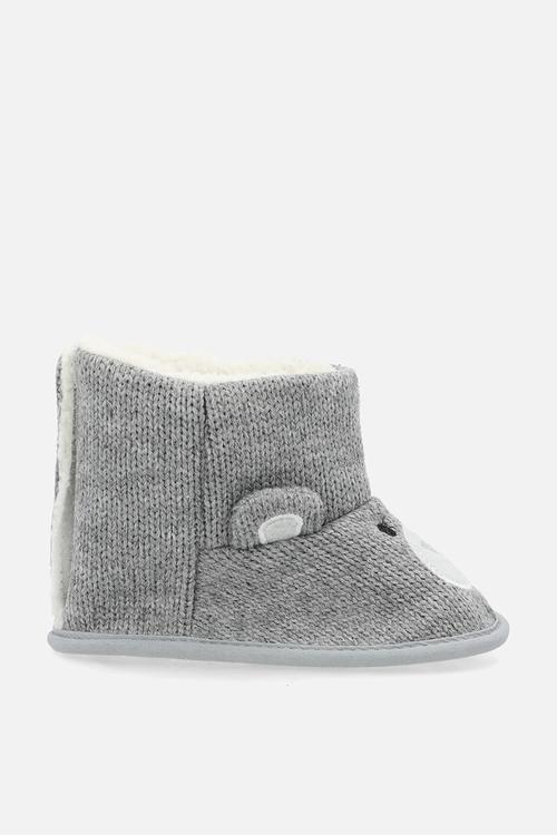 Knit bear slipper boots - grey