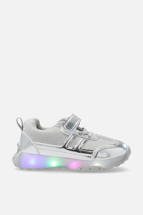 Light-up sneakers with adjustable fasteners - silver