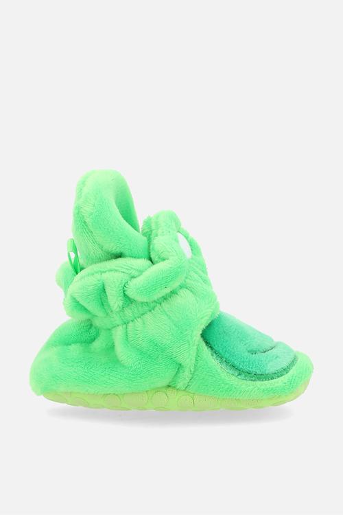 Smiling frog slipper booties - green