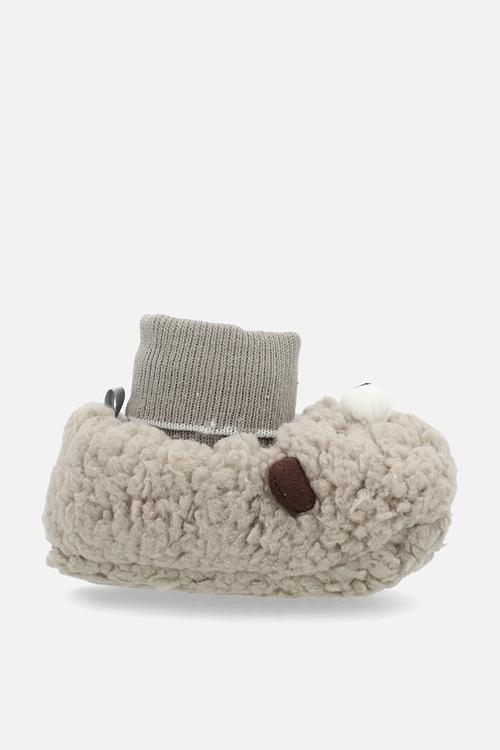 Teddy fleece sock slippers - greige