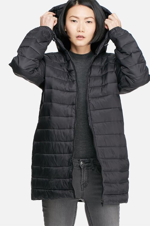Mash quilted nylon long coat