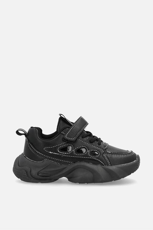 Sneakers with adjustable fasteners - black