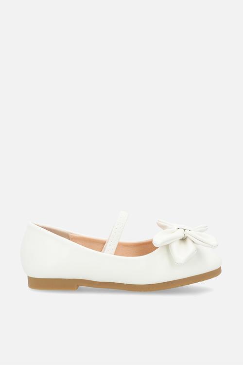 Ballet pumps with strap - white