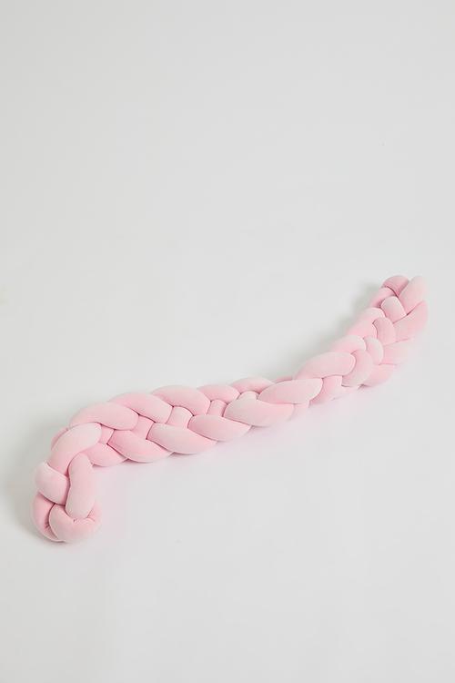 Braided crib bumper - pink