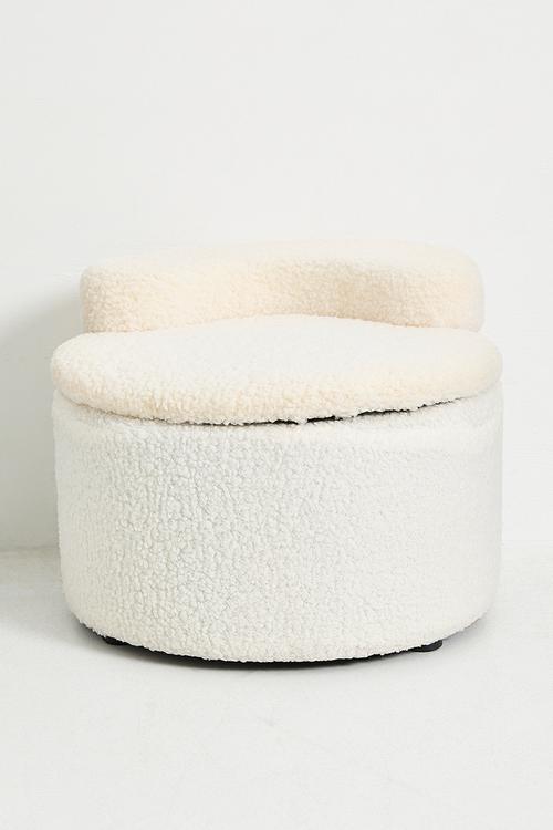 Storage fleece ottoman - cream