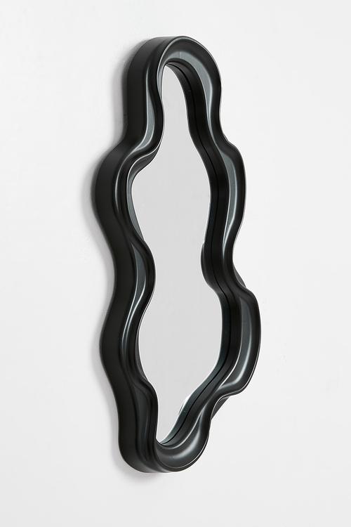 Wavy-shaped mirror - black