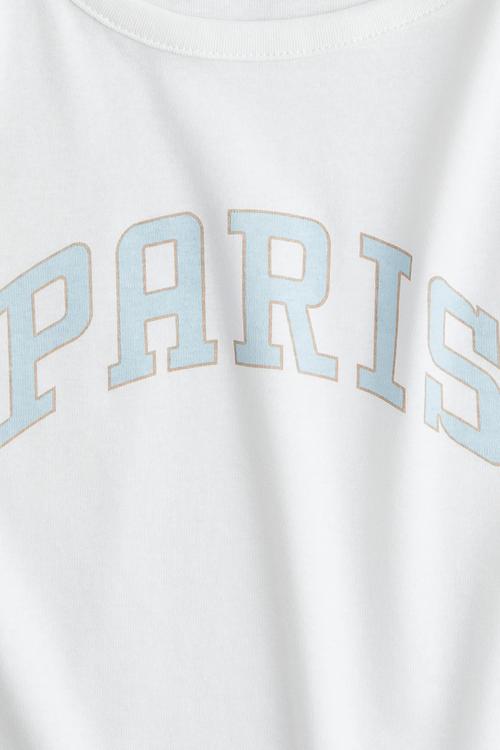 Cotton jersey top - white/paris