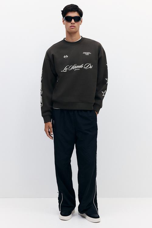 Oversized fit printed sweatshirt - dark khaki green/le strade di