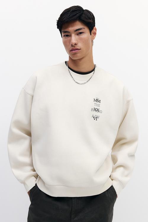 Oversized fit printed sweatshirt - light beige/in the studio