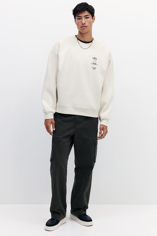 Oversized fit printed sweatshirt - light beige/in the studio