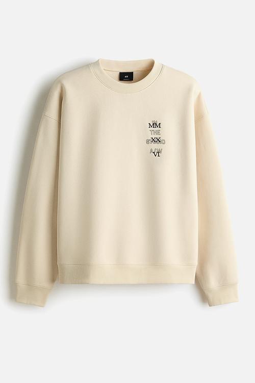 Oversized fit printed sweatshirt - light beige/in the studio