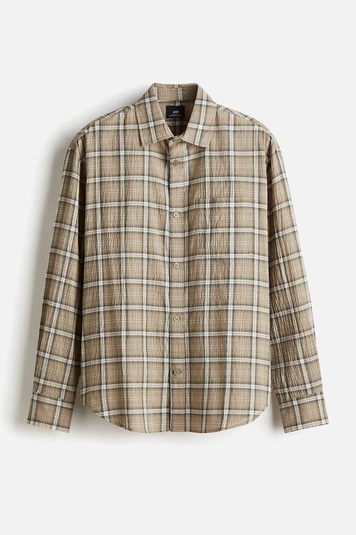 Loose fit shirt - beige/checked