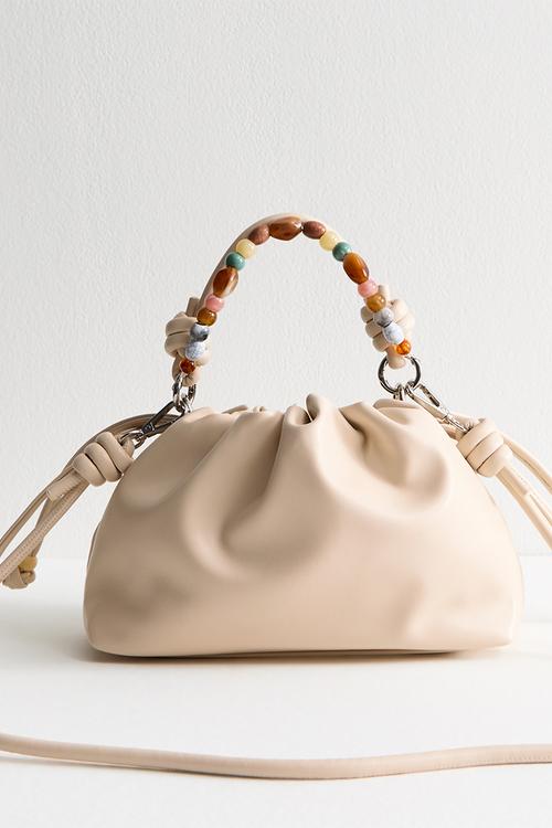 Doho drawstring stone crossbody - Beige