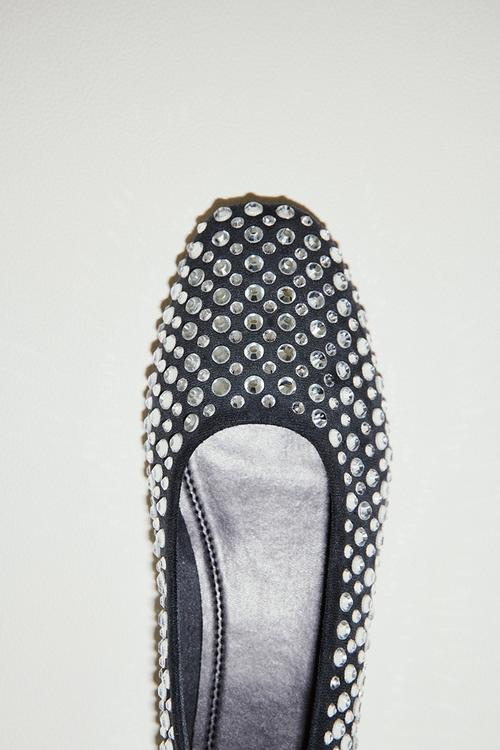 Embellished ballet pumps - navy blue