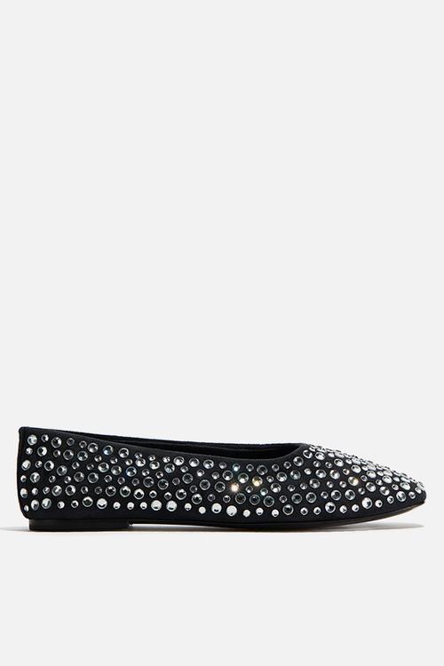 Embellished ballet pumps - navy blue