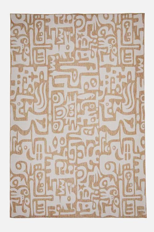 Contemporary abstract rug - tan/white