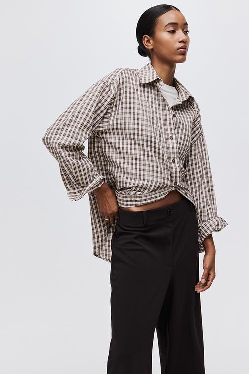 Wide jersey trousers - dark brown