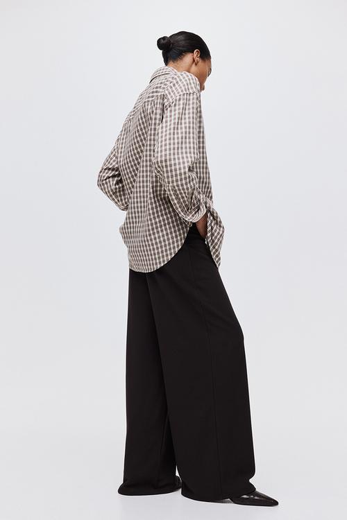 Wide jersey trousers - dark brown