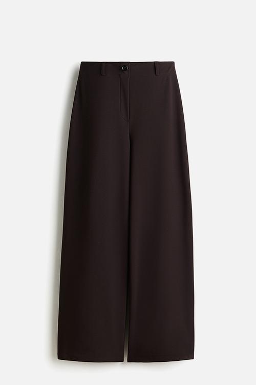 Wide jersey trousers - dark brown