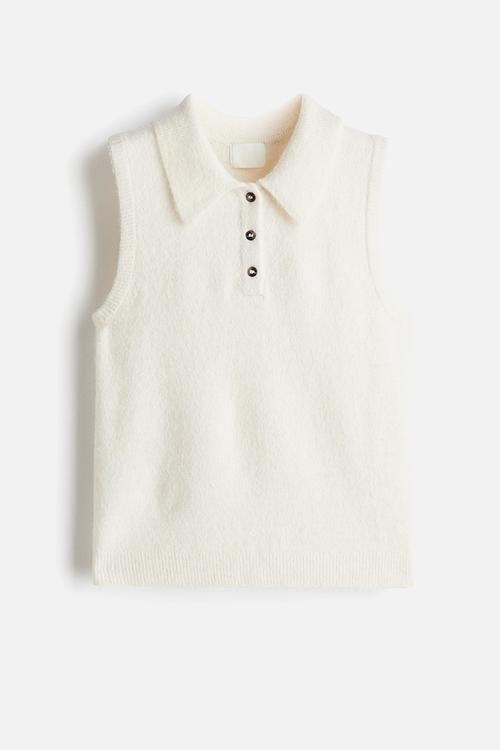 Collared sweater vest - cream