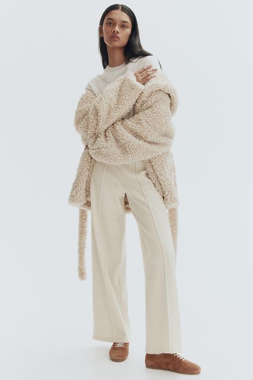 Crease-leg trousers - cream